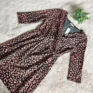 NWT Francesca's Mi Ami Nema' Rose/ Black Animal Print Faux Wrap Dress Large